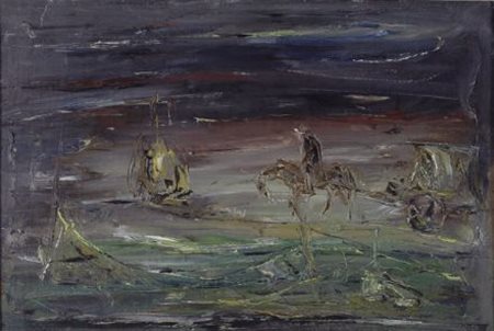 Giovanni Stradone (Nola, 1911 - Roma, 1981) CAROVANA DI ZINGARO, 1957 Olio su...