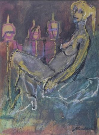 Mino Maccari (Siena, 1898 - Roma, 1989) NUDO, 1976 Olio su compensato, cm....