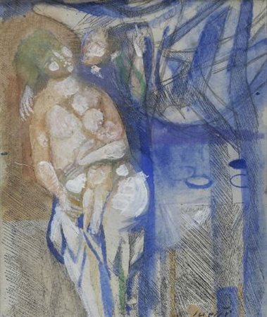 Bruno Saetti (Bologna, 1902 - 1984) COLLOQUIO CON L’ANGELO Tecnica mista su...