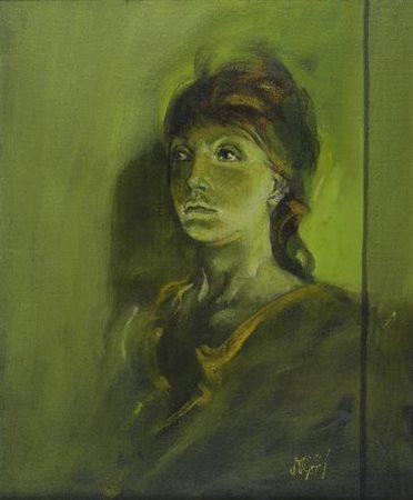 Alberto Sughi (Cesena, 1928) VOLTO FEMMINILE Olio su tela, cm. 55x45,5 Firma...