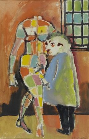 Mino Maccari (Siena, 1898 - Roma, 1989) ARLECCHINO tecnica mista su carta...