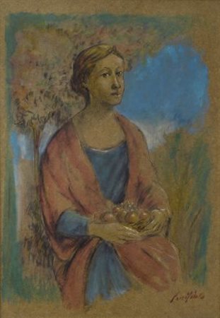 Domenico Purificato (Fondi, 1915 - Milano, 1984) DONNA SEDUTA Tecnica mista...