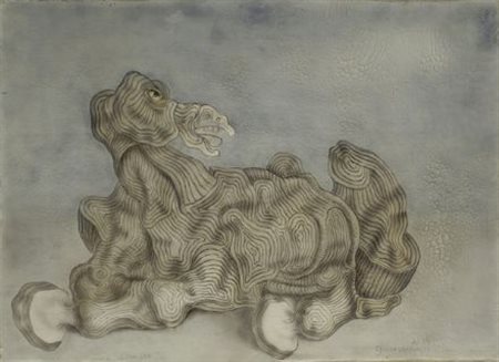 Carlo Guarienti (Treviso, 1923) CAVALLO Olio su tela riportata su compensato,...