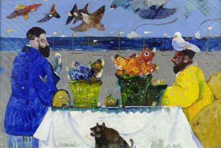 Antonio Possenti (Lucca, 1933) COLAZIONE SULLA SPIAGGIA Olio su masonite, cm....