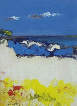 Sergio Scatizzi (Gragnano, 1918 - Firenze, 2009) MARINA Olio su carta, cm....