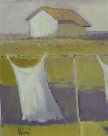 Innocenzo Melani VENTO Olio su cartoncino, cm. 54x42,5 Firma in basso a...