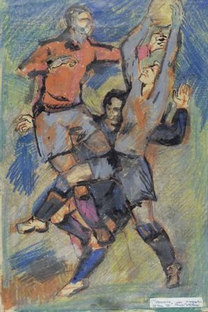 Renzo Grazzini (Firenze, 1912 - 1989) CALCIO STORICO, 1957 Tecnica mista su...