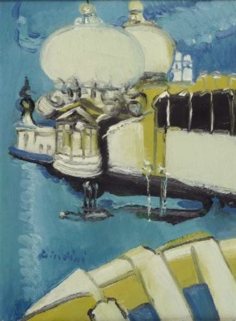 Remo Brindisi (Roma, 1918 - Lido di Spina, 1996) LA SALUTE Olio su tela, cm....