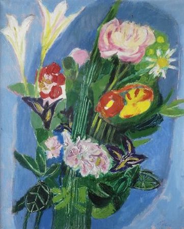 Enrico Paulucci (Genova, 1901 - Torino, 1999) FIORI, ANNI ‘70 Olio su tela,...