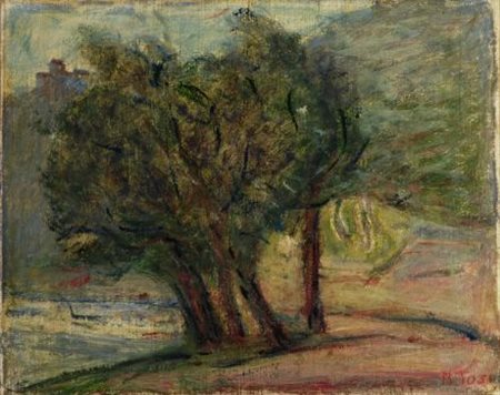 Arturo Tosi (Busto Arsizio, 1871 - Milano, 1956) ALBERI Olio su tela, cm....