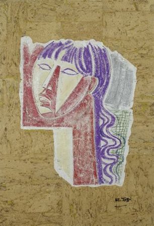 Mario Tozzi (Fossombrone, 1895 - Francia, 1979) VOLTO, 1970 Pastello su...