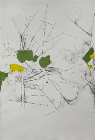 Mario Schifano (Homs, 1934 - Roma, 1998) PLASTICA, 1965 Matita e smalti su...