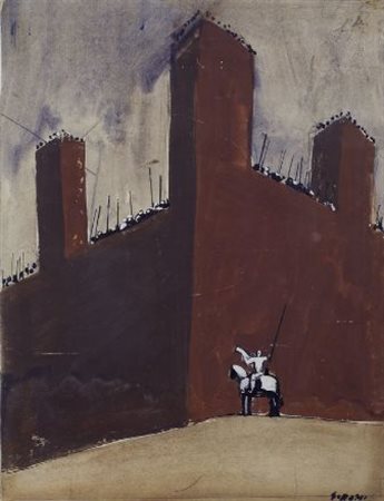 Mario Sironi (Sassari, 1885 - Milano, 1961) L’ASSEDIO (FRONTE); FIGURA SEDUTA...