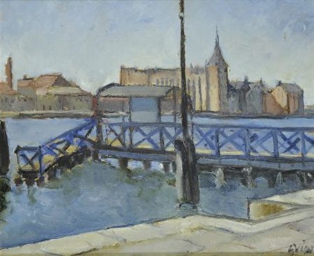 Virgilio Guidi (Roma, 1891 - Venezia, 1984) VENEZIA Olio su tavoletta, cm....