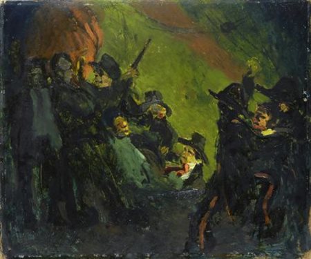 Lorenzo Viani (Viareggio, 1882 - Ostia, 1936) COMIZIO ANARCHICO, (1914) Olio...