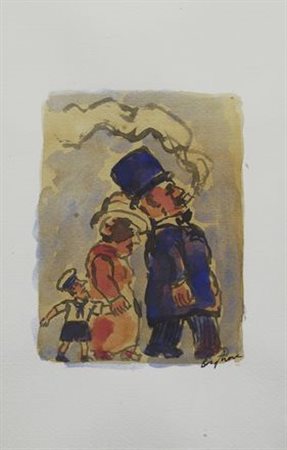 Franz Borghese (Roma, 1941 - 2005) FIGURE Acquerello su carta, cm 17x13 Firma...