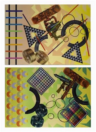 Peter Phillips (Gran Bretagna, 1939) COMPOSIZIONE, 1974 Serigrafia e collage...