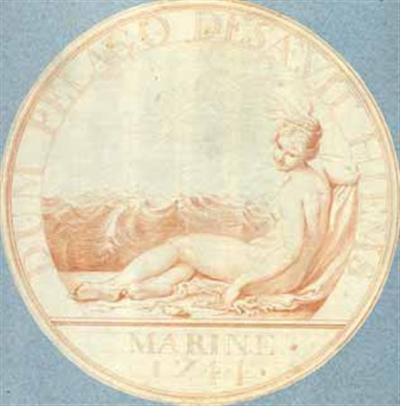 Scuola Francese metà del XVIII secolo Figura sanguigna su carta, diametro cm 20