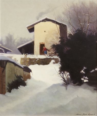 GASPARIN GIANCARLO ALEARDO "Neve a Baldissero" 1991 45x37 olio su masonite...