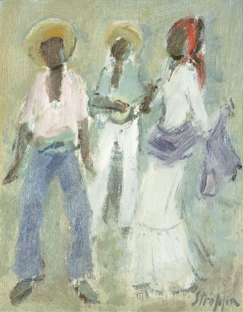 STROPPA LEONARDO Torino 1900 - 1991 "Concertino" 30x24 olio su tavoletta...