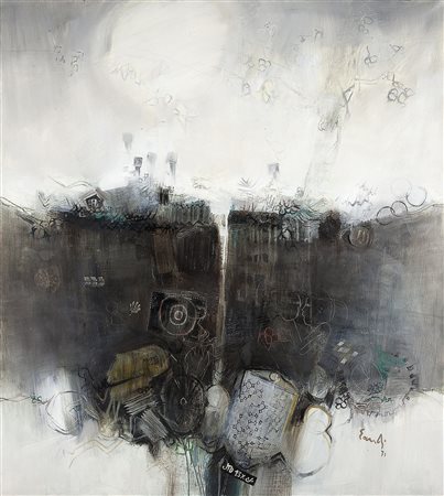 EANDI FERNANDO Torino 1926 "Archeologia torinese" 1971 100x90 olio su tela...