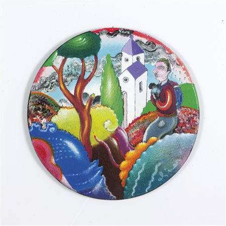 ALINARI LUCA Firenze 1943 "Senza titolo" 1999 Diam 24, acrilici e smalti su...