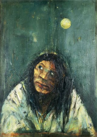 GARINO PIERO Leinì (TO) 1922 - 2009 Torino "Campesinos" 1962 70x50 olio su...