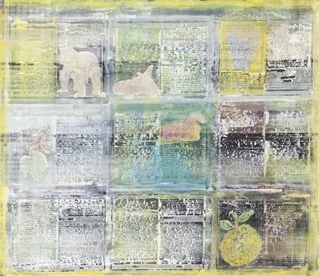 GRIBAUDO EZIO Torino 1929 "I logogrifi" 70x80 olio su tela Opera firmata al...