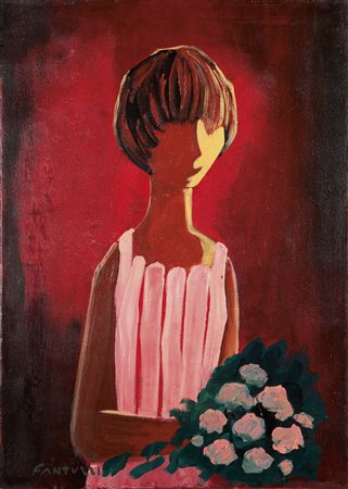 FANTUZZI ELIANO Verona 1909 - 1987 "Figura femminile" 70x50 olio su tela...