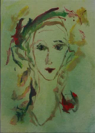 TRECCANI ERNESTO Milano 1920 - 2009 "Volto" 35X25 olio su tela Opera firmata...