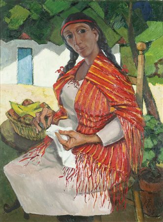 FERRARIS PIETRO Torino 1907 - 1982 "Donna seduta" 1978 80x60 olio su tela...