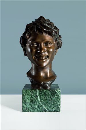 GEMITO VINCENZO Napoli 1852 - 1929 "Fanciullo" H cm 33 scultura in bronzo,...