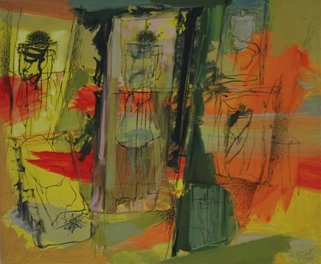 PIGNATELLI ERCOLE Lecce 1935 "Senza titolo" 1958 60x73 acrilici su tela Opera...