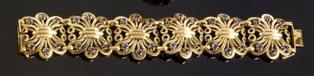 BRACCIALE Bracciale in oro giallo lavorato a maglie con zaffiri taglio...