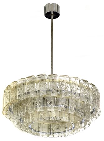 BAROVIER & TOSO Lampadario a triplo ordine di elementi a membrana in vetro di...