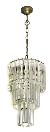 VENINI Lampadario a tre ordini di elementi concentrici in vetro trafilato...