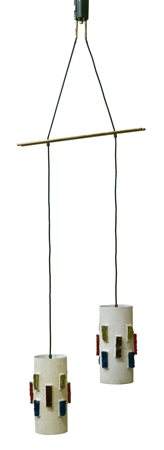 LAMPADARIO Lampadario con diffusori in metallo laccato bianco con...