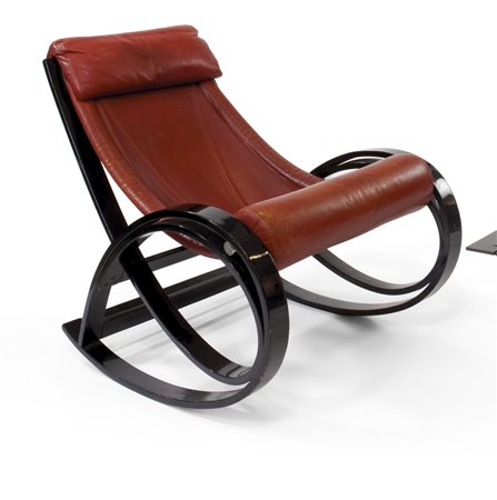 AULENTI GAE Sgarsul Sedia a dondolo in legno di faggio curvato e laccato,...