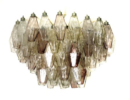 VENINI Lampadario a quattro ordini di elementi della serie poliedri. Vetro...