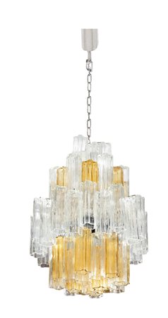 VENINI Grande lampadario della serie "Calze" Costituito da quattro ordini di...