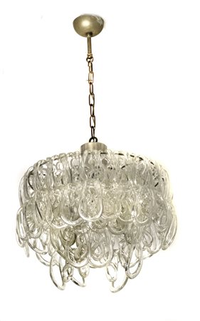 LAMPADARIO Lampadario ad elementi componibili in vetro di Murano trasparente....