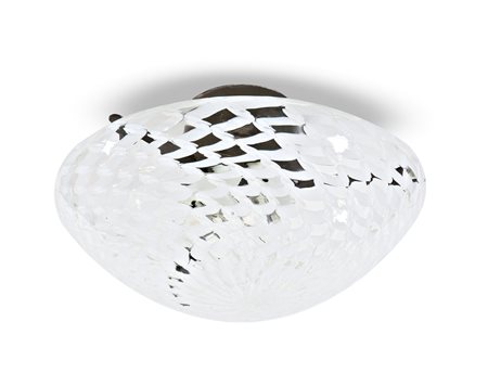 PLAFONIERA Plafoniera in vetro soffiato trasparente con nastri incrociati...