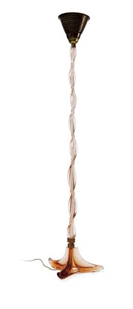 PIANTANA Lampada da terra in vetro di Murano. Base tripode, giunzioni in...