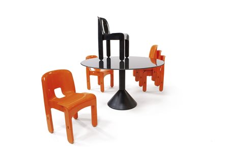 COLOMBO JOE Universale Sei sedie impilabili in plastica Abs. Prod. Kartell...