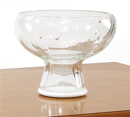 VASO Vaso in vetro trasparente con inclusione di bolle d’aria, base in vetro...