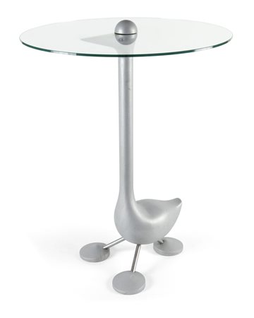 MENDINI ALESSANDRO Sirfo Tavolino papera in fusione di alluminio sabbiato e...