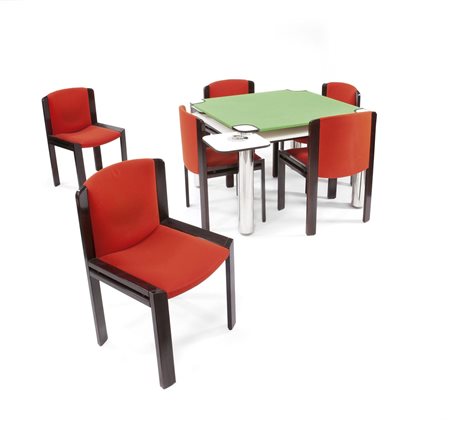 COLOMBO JOE Sei sedie mod. 300 Struttura in legno di palissandro con...