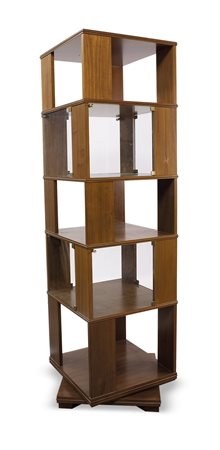 LIBRERIA Libreria girevole in legno di noce con ante in cristallo. cm...
