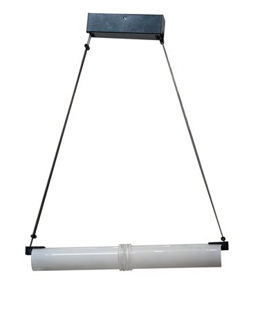 LEUCOS Lampada con tubo diffusore in vetro opalino bianco e anelli decorativi...