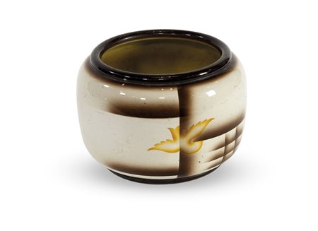 SIMONETTO Cache pot in ceramica decorata ad aerografo a motivi geometrici e...